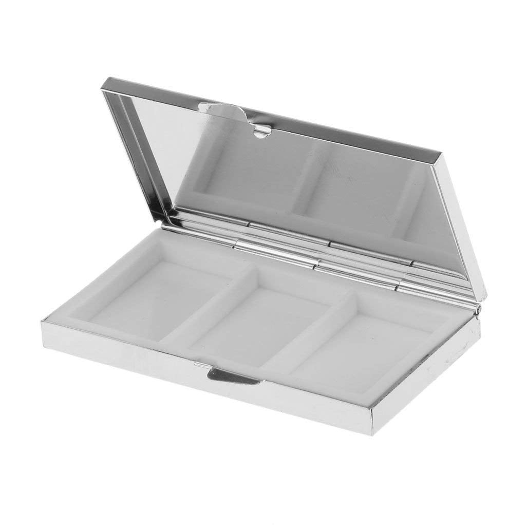 Mini Metal Pill Box with 3 Compartments, Silver Travel Tablet Case - Image 6