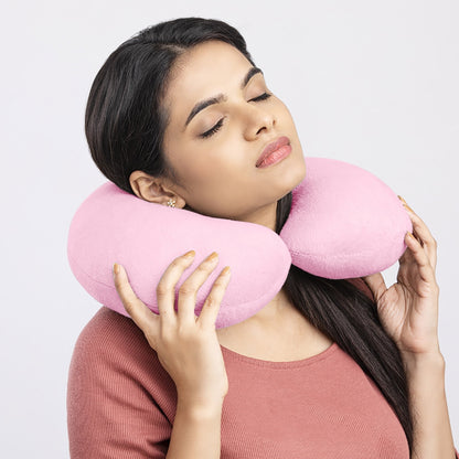 Memory Foam Travel Neck Pillow with Washable Cover, Gray, 10.63 in Wide - Image 6