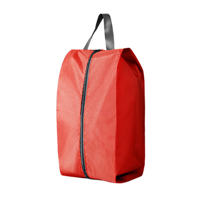 Large Travel Shoe Bag with Zip and Handle, Water-Repellent Nylon, Red