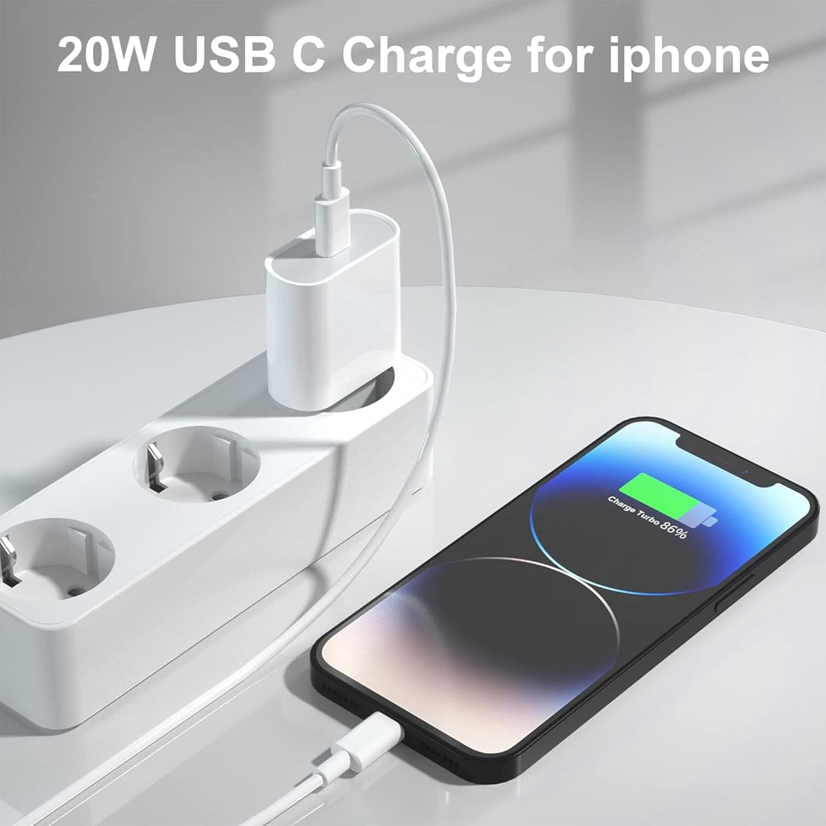20 W USB-C Charger with European Plug and Cable, Travel Power Adapter - Image 4