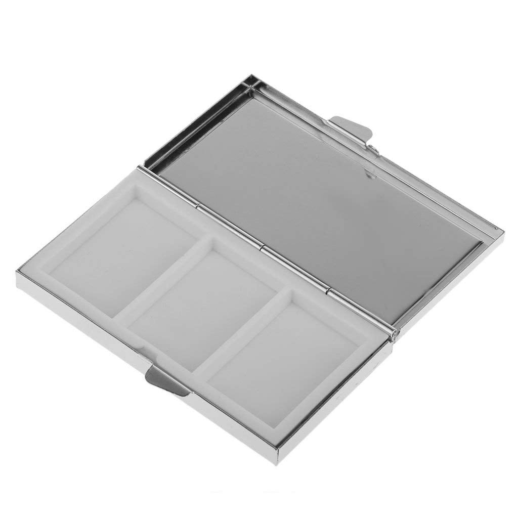 Mini Metal Pill Box with 3 Compartments, Silver Travel Tablet Case - Image 4