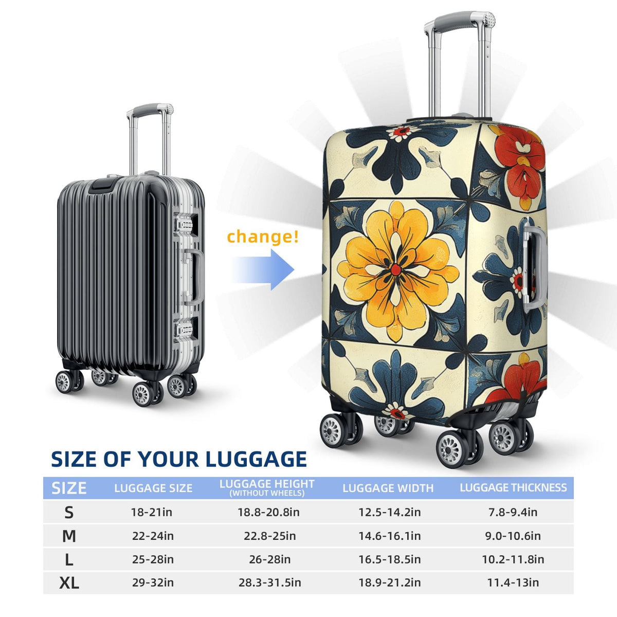Patterned Luggage Cover for 22 to 24 in Suitcases, Washable Scratch Guard - Image 5