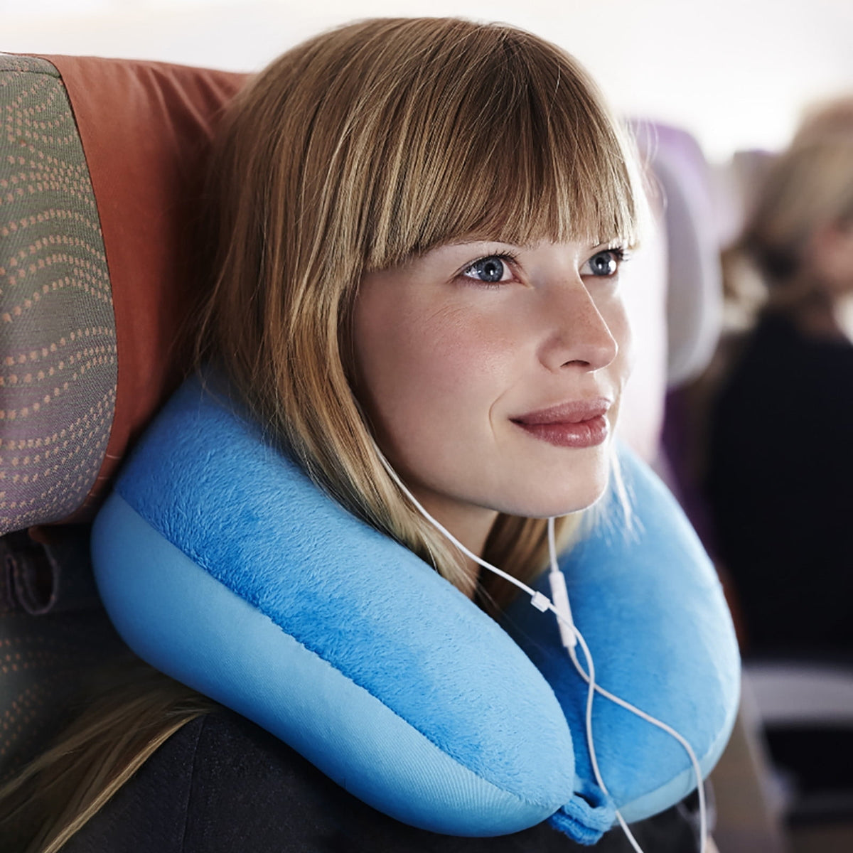 Memory Foam Travel Neck Pillow with Washable Cover, Gray, 10.63 in Wide - Image 4