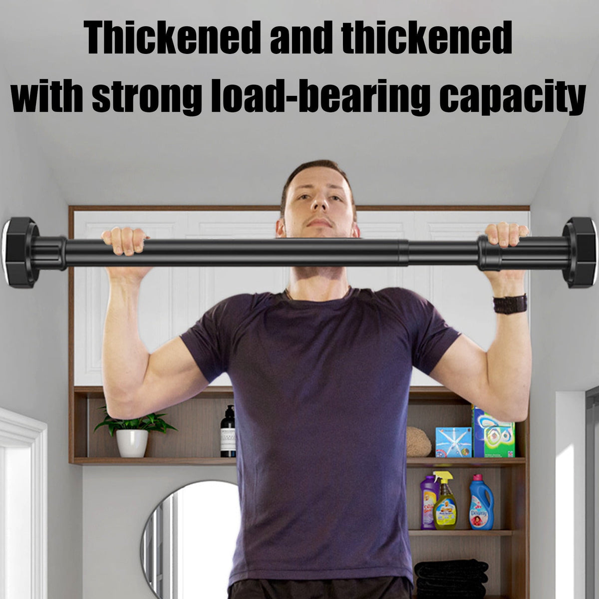 Adjustable Closet Rod in Black Metal, Extends 19.5 to 31.5 in, Heavy Duty - Image 2
