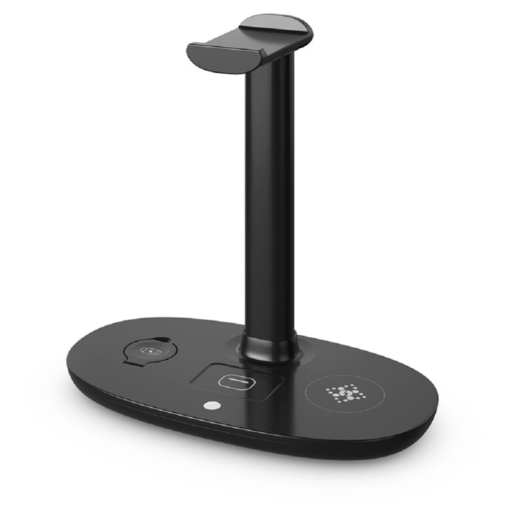 4-in-1 Wireless Charging Stand with Headphone Hanger, Foldable Desk Dock