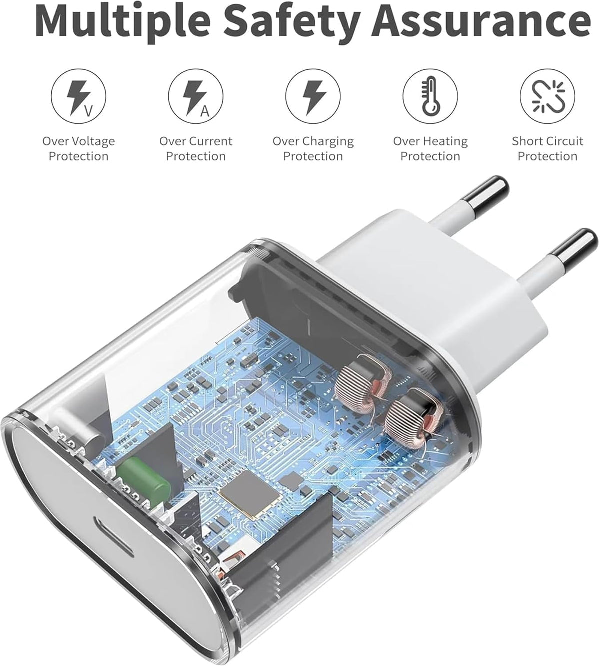 20 W USB-C Charger with European Plug and Cable, Travel Power Adapter - Image 6