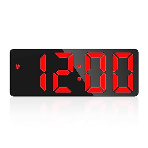 Digital Alarm Clock with 6.5 in Red Display, USB or Battery Desk Clock
