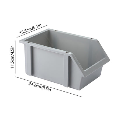 Open-Front Stackable Storage Bin, Thick Gray Plastic Tote with Legs, 9.5 in - Image 3