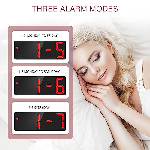 Digital Alarm Clock with 6.5 in Red Display, USB or Battery Desk Clock - Image 5