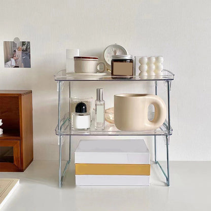 Clear Folding Desk Organizer with Drawers, Stackable Countertop Storage Box - Image 2