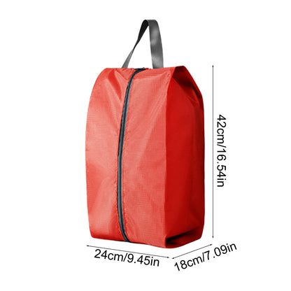 Large Travel Shoe Bag with Zip and Handle, Water-Repellent Nylon, Red - Image 4