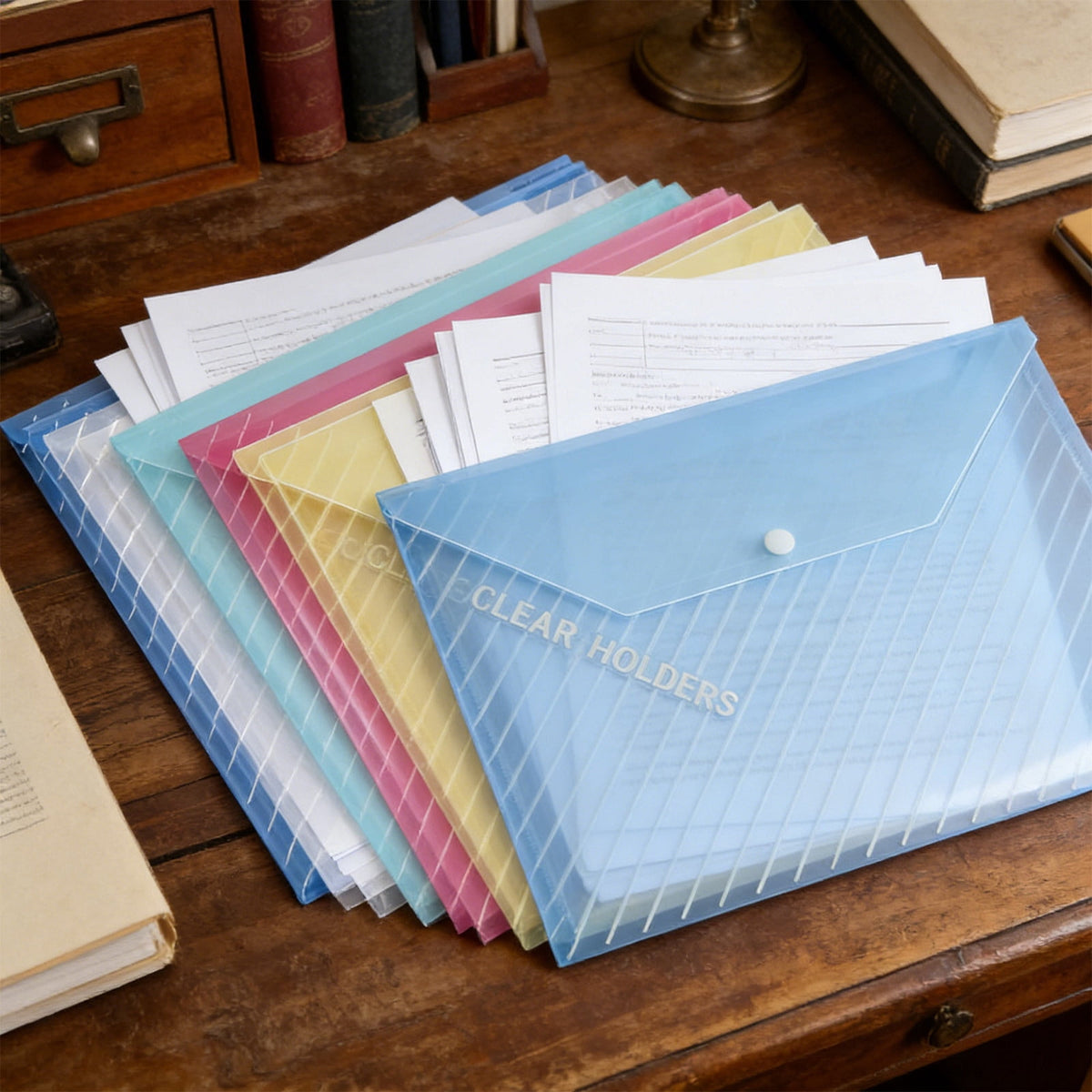 Clear A4 Document Pouches with Snap Closure, 10-Piece Set, 12.8 x 9.06 in - Image 5