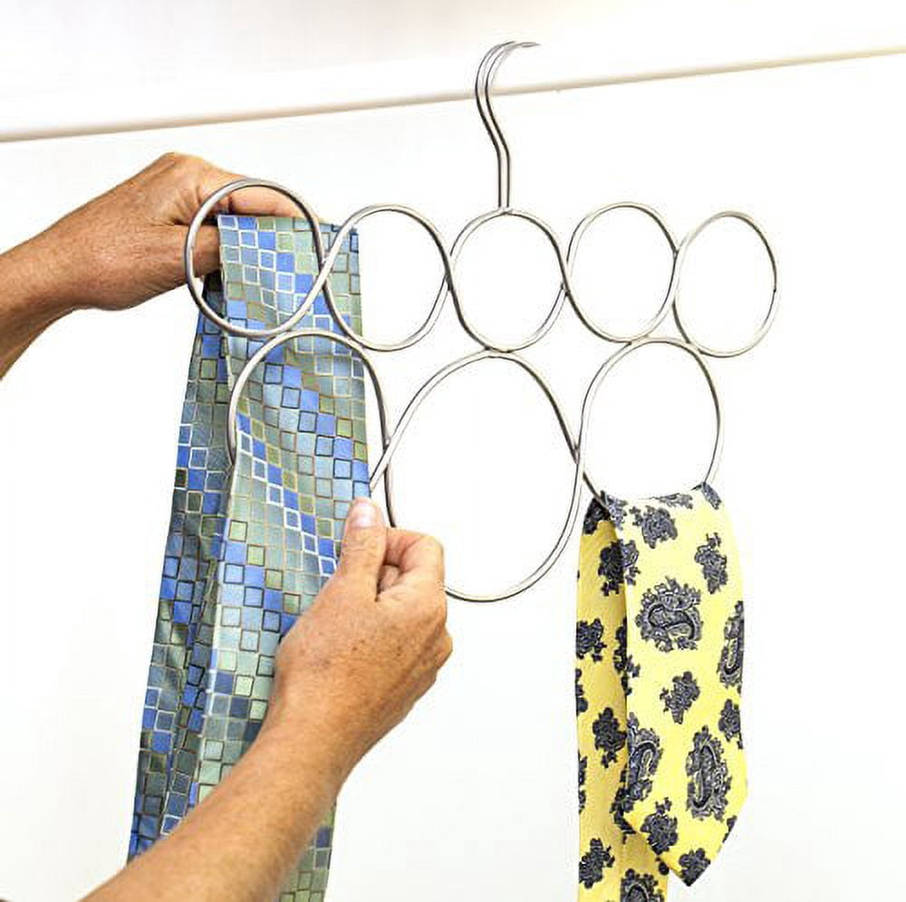 Scarf Hanger with 8 Snag-Free Rings, Satin Chrome Closet Organizer - Image 3