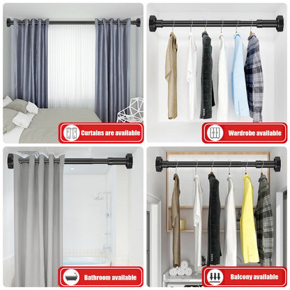 Adjustable Closet Rod in Black Metal, Extends 19.5 to 31.5 in, Heavy Duty - Image 3