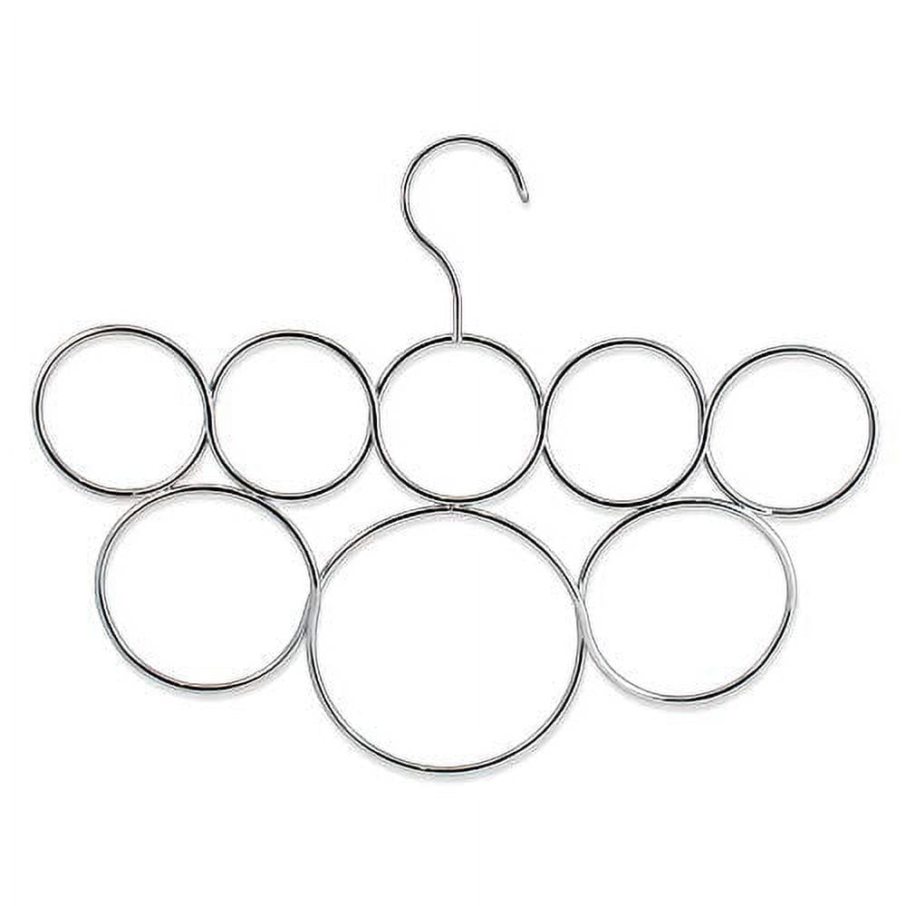 Scarf Hanger with 8 Snag-Free Rings, Satin Chrome Closet Organizer