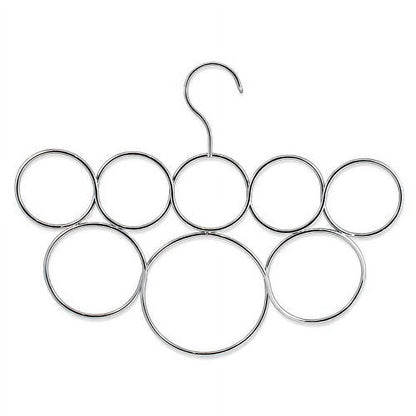 Scarf Hanger with 8 Snag-Free Rings, Satin Chrome Closet Organizer