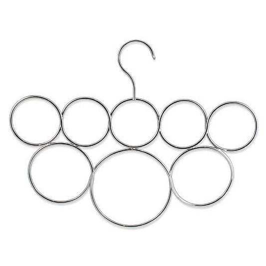 Scarf Hanger with 8 Snag-Free Rings, Satin Chrome Closet Organizer