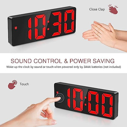 Digital Alarm Clock with 6.5 in Red Display, USB or Battery Desk Clock - Image 6