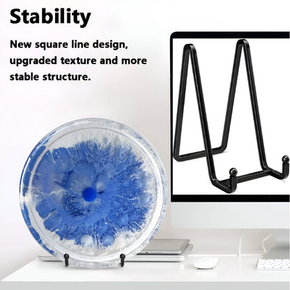 Square Wire Plate Stands in Black Metal, 6 in Display Easels, Set of 2 - Image 4
