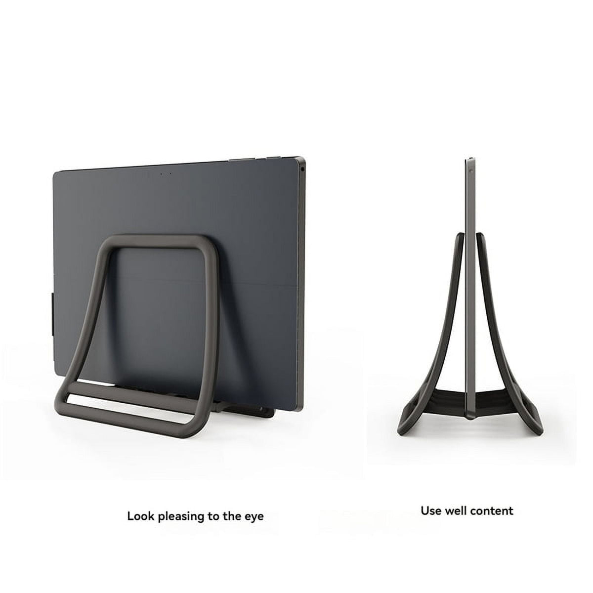 Vertical Desk Rack for Laptops and Tablets, Adjustable Width, Black - Image 2