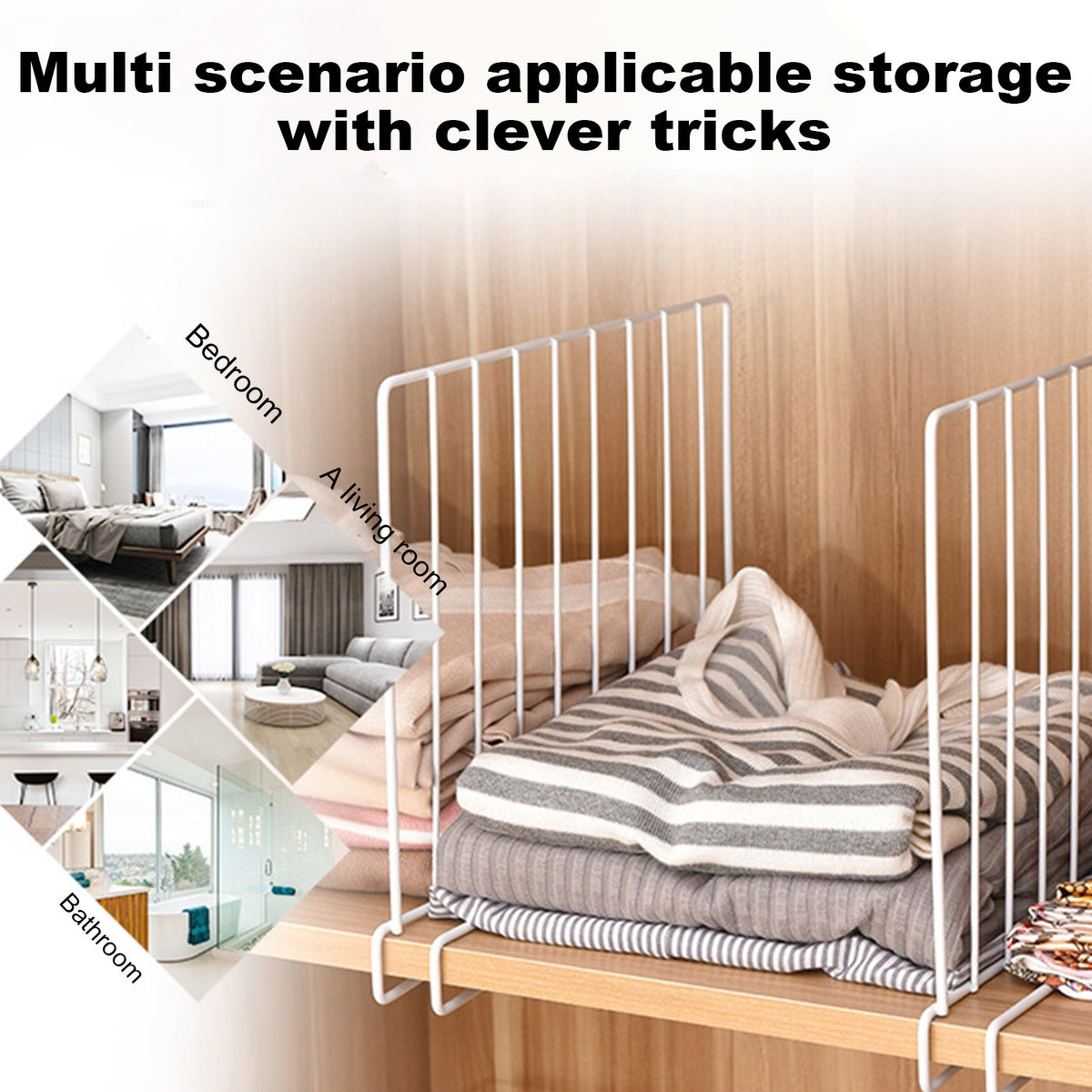 Metal Closet Shelf Dividers, Pair of Vertical Separators, 9.4 in Tall - Image 3