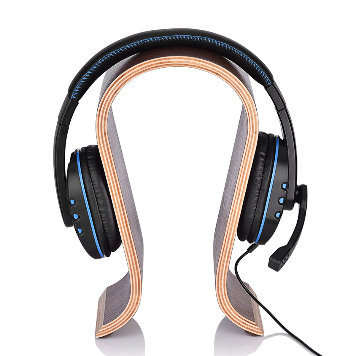 U-Shaped Wooden Headphone Stand, Walnut-Finish Desk Hanger, 6.3 x 9.8 x 3.9 in - Image 2