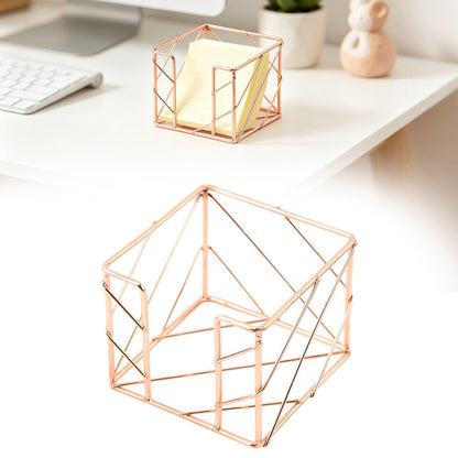 Rose Gold Metal Memo Cube Holder, Bottom-Dispensing Sticky Note Box - Image 2