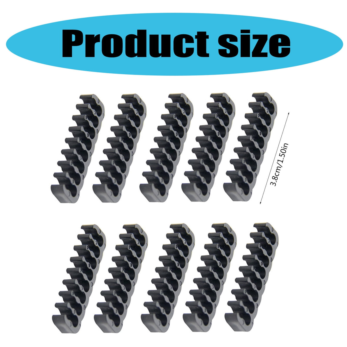 Cable Clips for Computer Builds, 10-Piece Black Wire Organizers, 1.5 in - Image 3