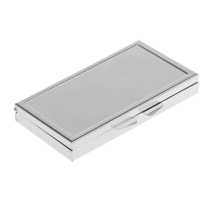 Mini Metal Pill Box with 3 Compartments, Silver Travel Tablet Case - Image 3