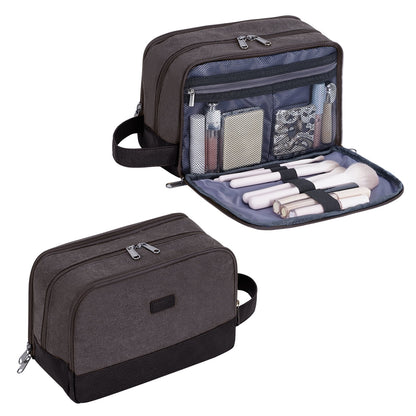 Hanging Toiletry Bag in Water-Resistant Canvas, Wet Pocket, Dark Gray - Image 5