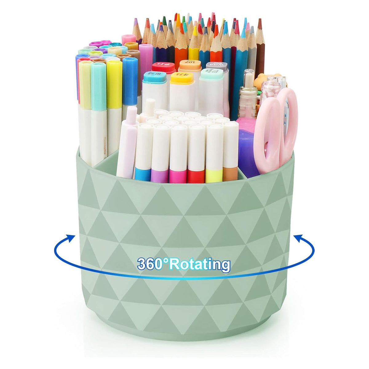 Rotating Pen Cup with 5 Compartments, White Desk Caddy, 4.72 x 5.51 in - Image 4