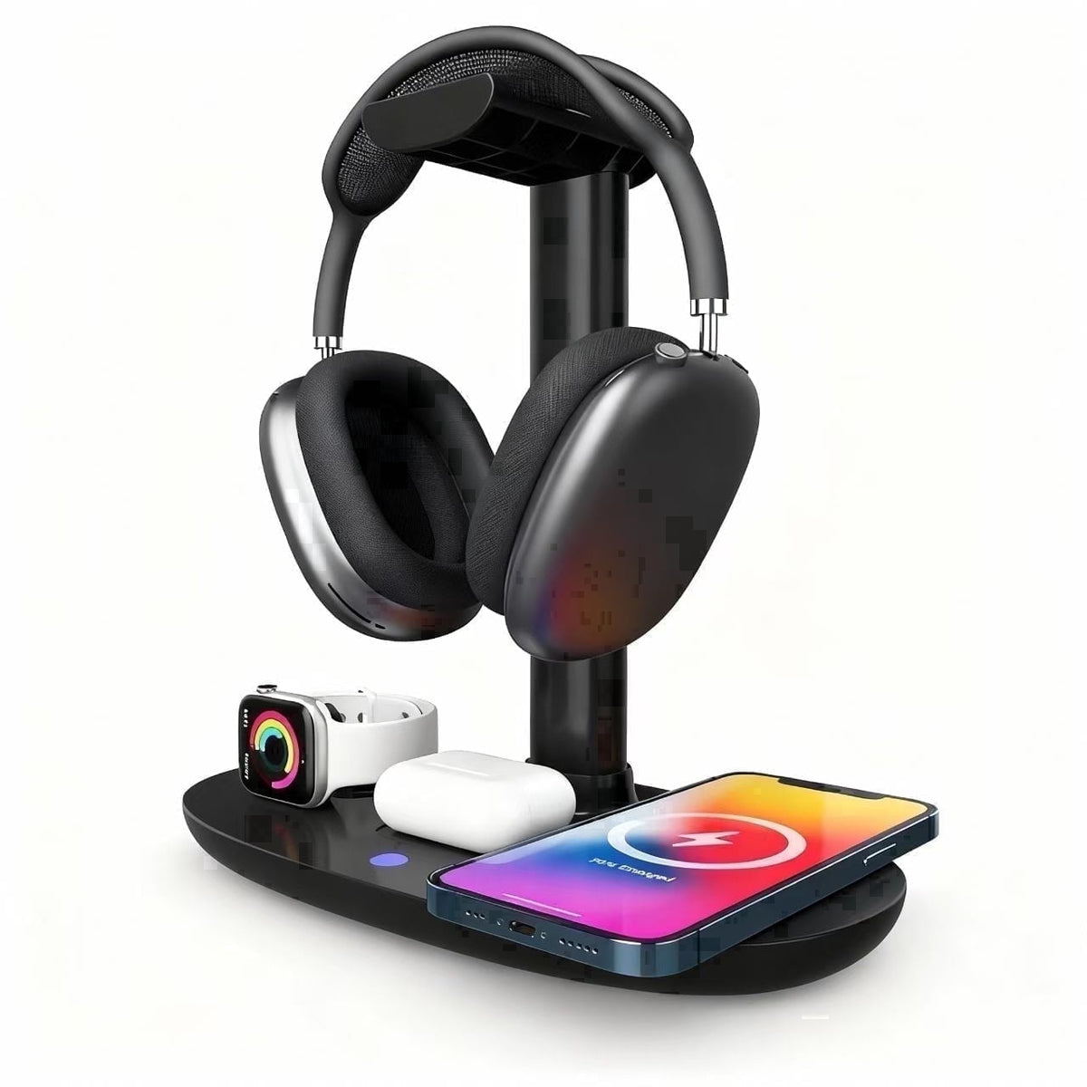 4-in-1 Wireless Charging Stand with Headphone Hanger, Foldable Desk Dock - Image 2