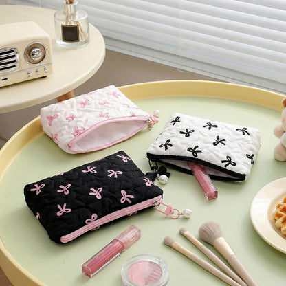 Bow-Shaped Mini Pouch with Zip, Small Lipstick and Coin Purse, Black - Image 6