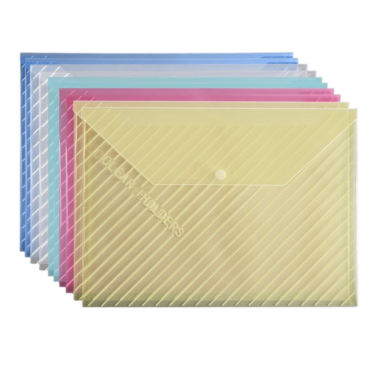 Clear A4 Document Pouches with Snap Closure, 10-Piece Set, 12.8 x 9.06 in