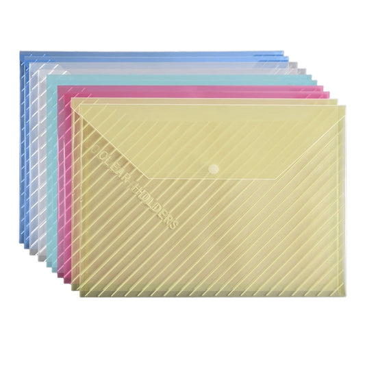 Clear A4 Document Pouches with Snap Closure, 10-Piece Set, 12.8 x 9.06 in