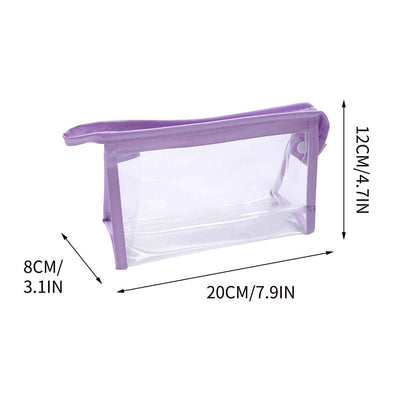 Clear Zip Pouch with Carry Handle, Purple Trim Stationery Case, 22 x 12 cm - Image 2
