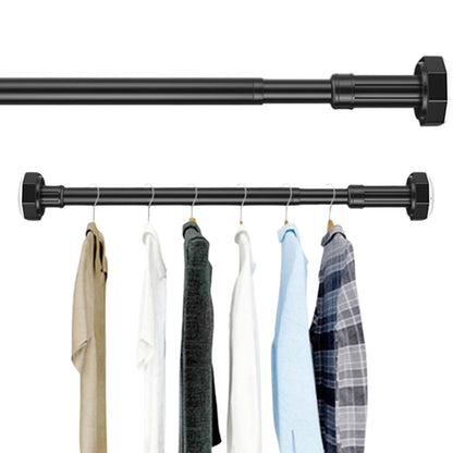 Adjustable Closet Rod in Black Metal, Extends 19.5 to 31.5 in, Heavy Duty