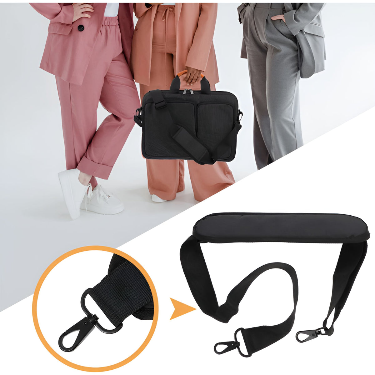 Adjustable Crossbody Strap for Laptop and Travel Bags, Padded Shoulder Belt - Image 3