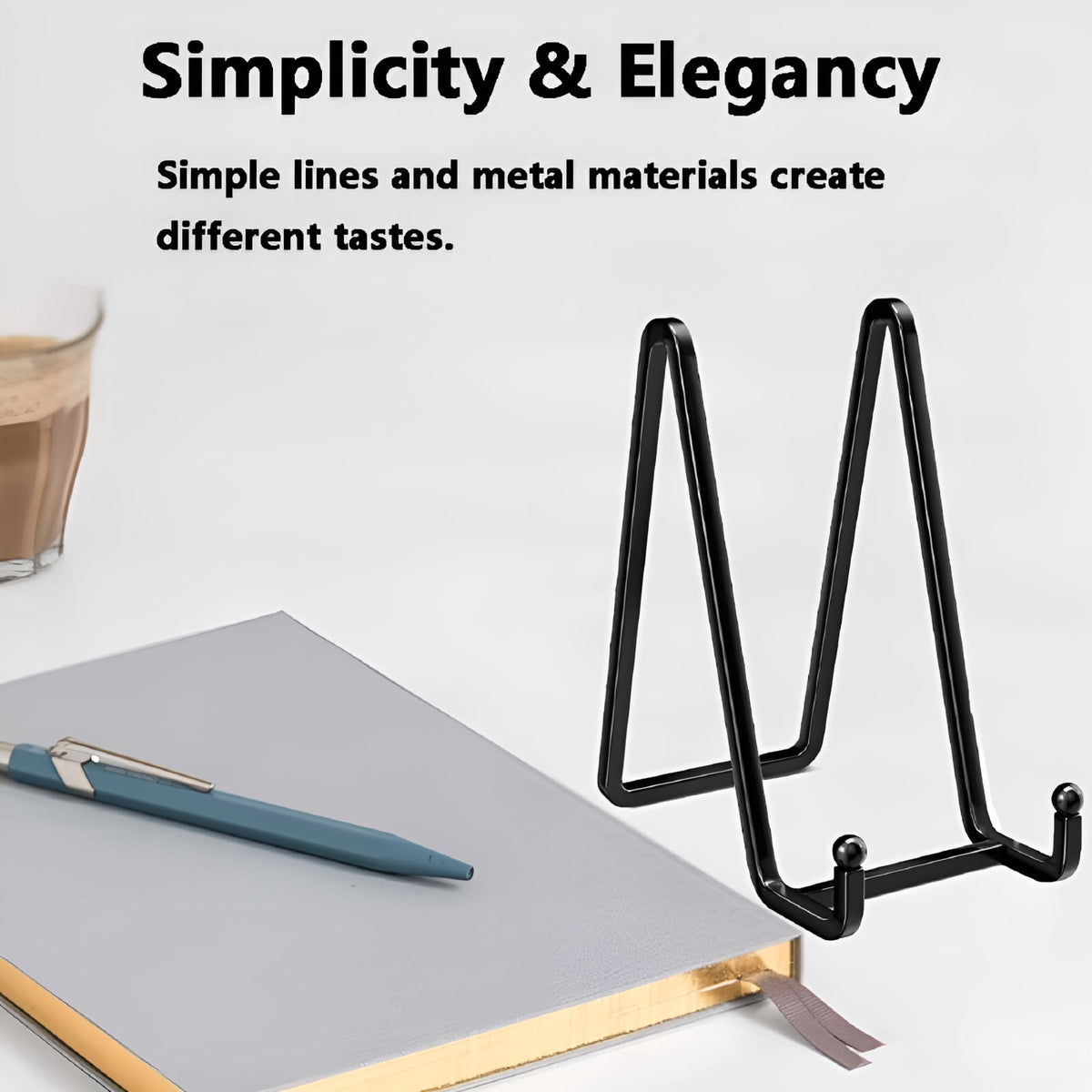 Square Wire Plate Stands in Black Metal, 6 in Display Easels, Set of 2 - Image 3