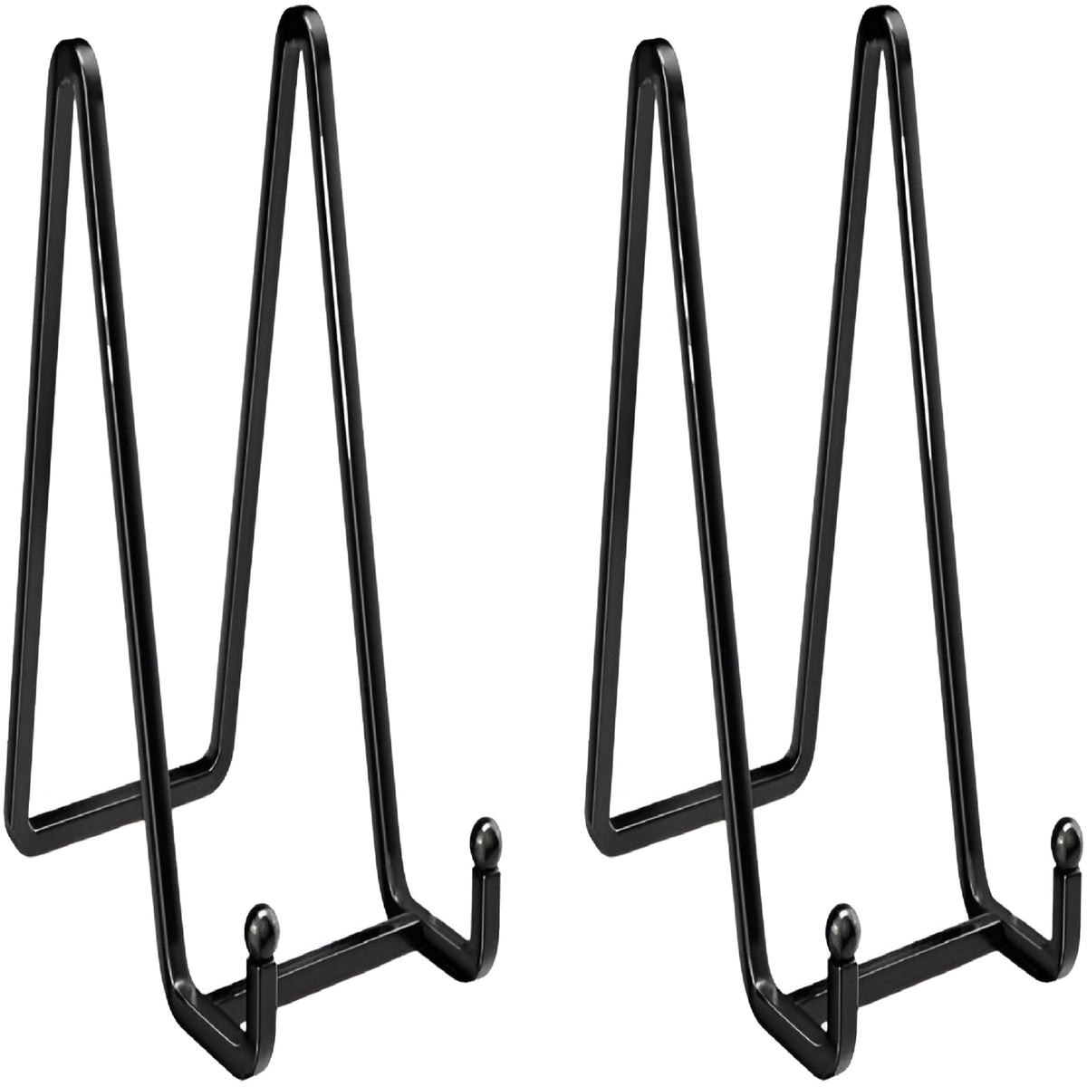 Square Wire Plate Stands in Black Metal, 6 in Display Easels, Set of 2