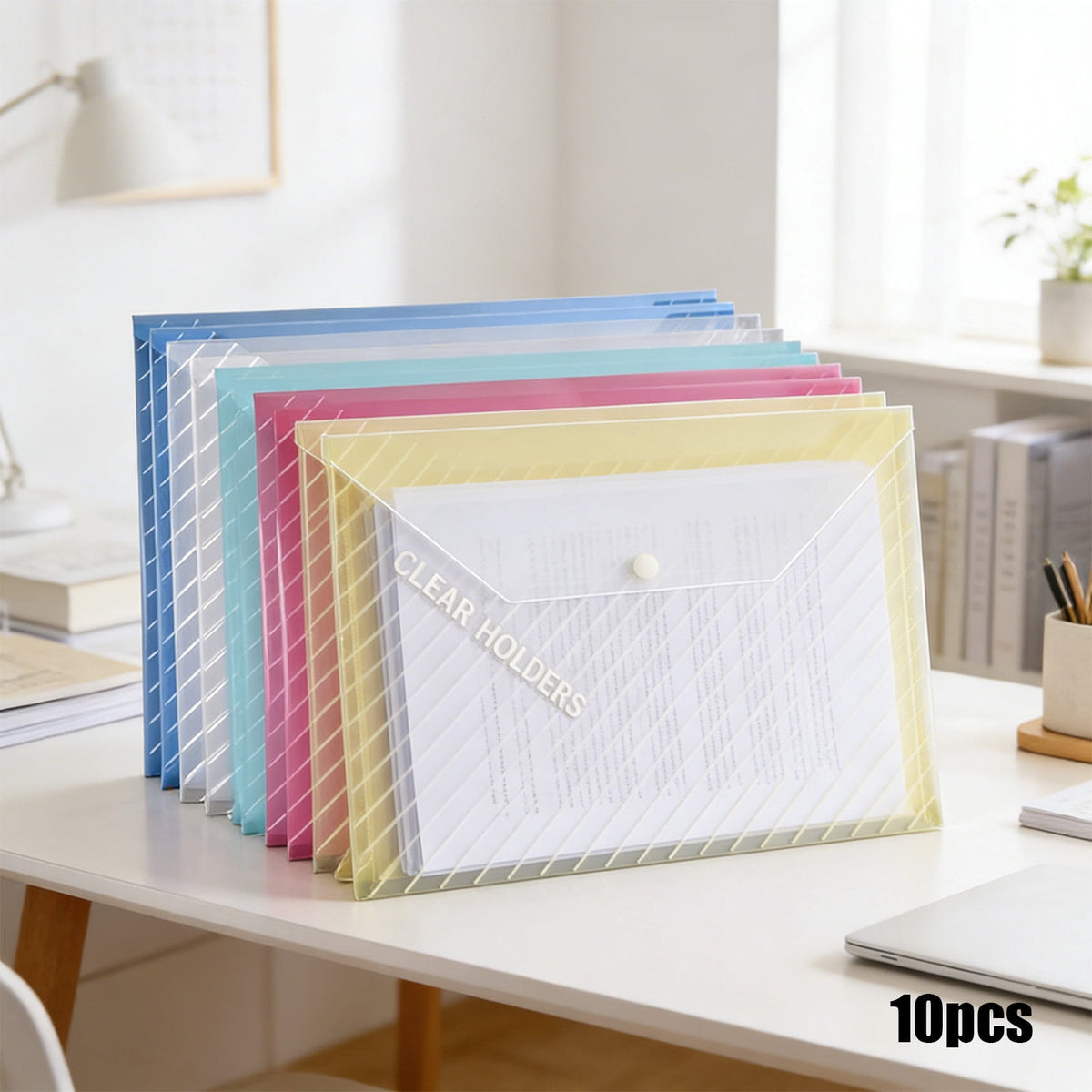 Clear A4 Document Pouches with Snap Closure, 10-Piece Set, 12.8 x 9.06 in - Image 2