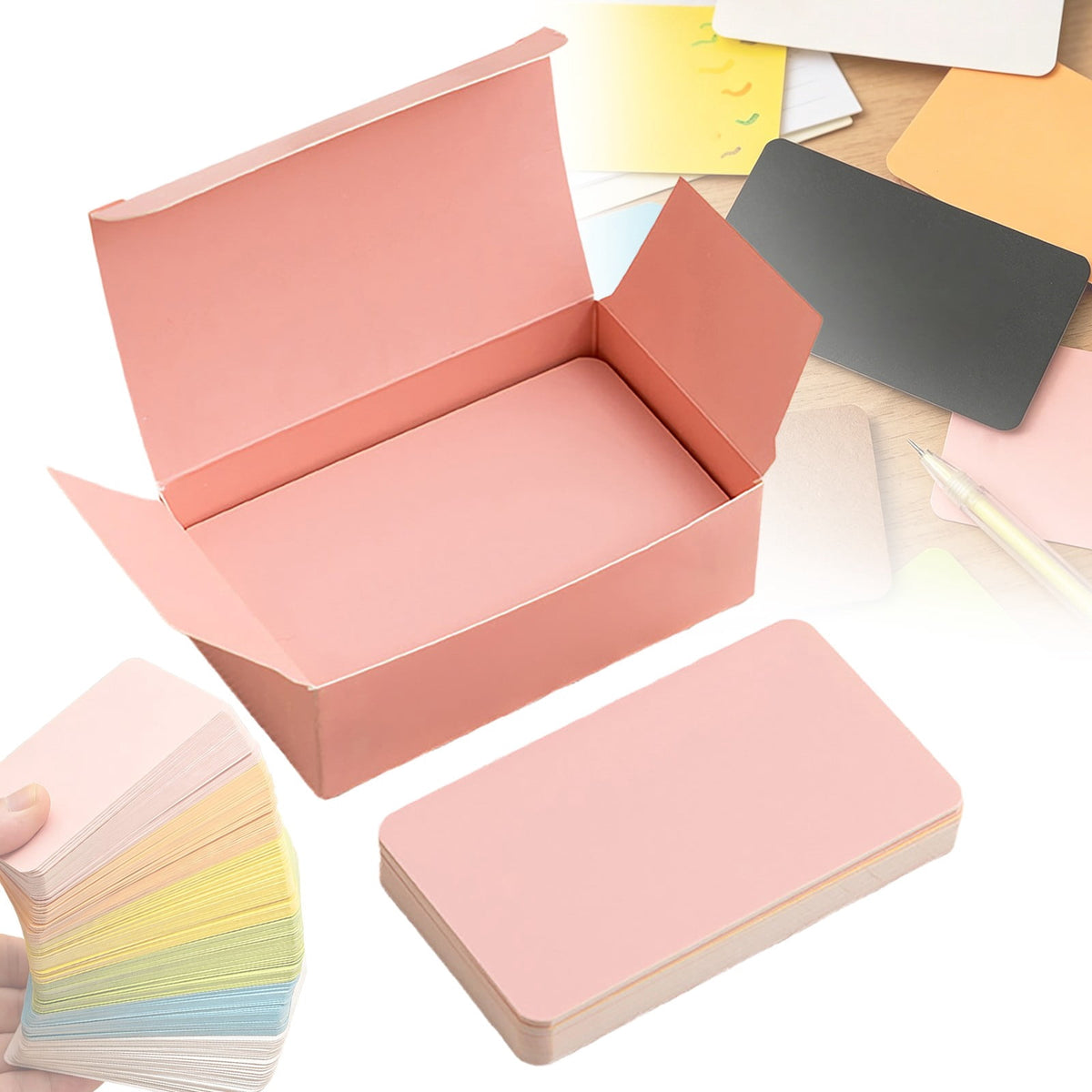 Blank Index Cards in Pink, 100 Unruled Cardstock Note Cards, 3.5 x 2 in - Image 2
