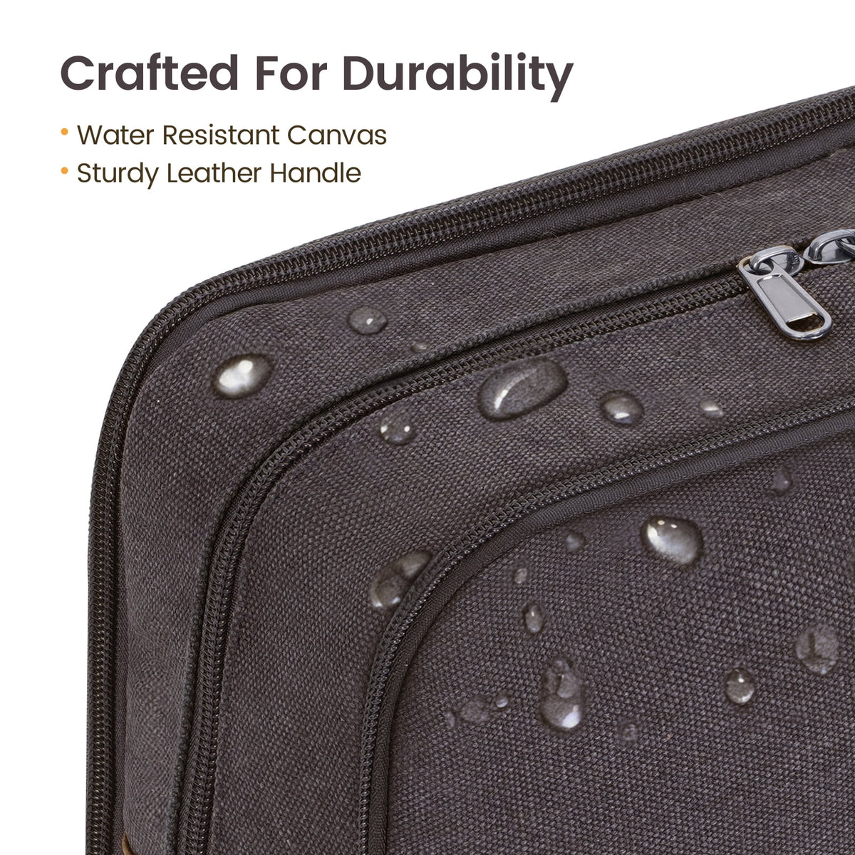 Hanging Toiletry Bag in Water-Resistant Canvas, Wet Pocket, Dark Gray - Image 4