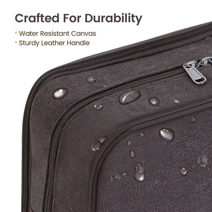 Hanging Toiletry Bag in Water-Resistant Canvas, Wet Pocket, Dark Gray - Image 4