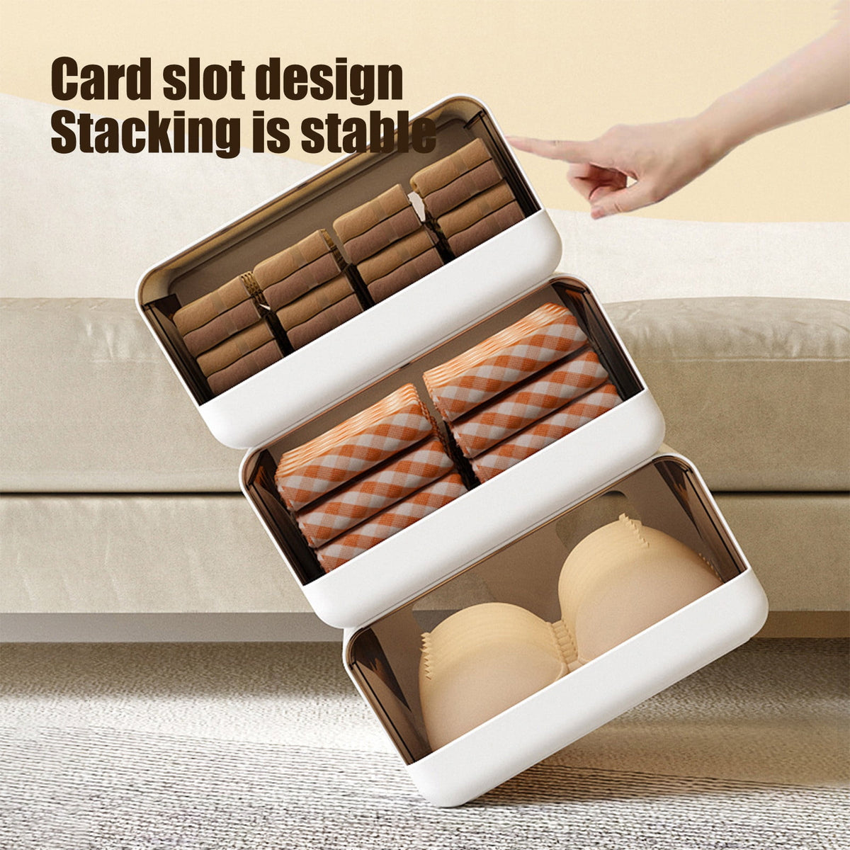 Stackable Storage Bin with Magnetic Front Door, Foldable White Box, 12.36 in - Image 5