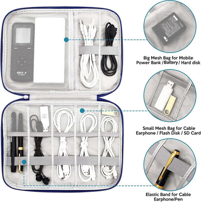 Electronics Cable Organizer Pouch, Water-Resistant Nylon Tech Case, Red - Image 6
