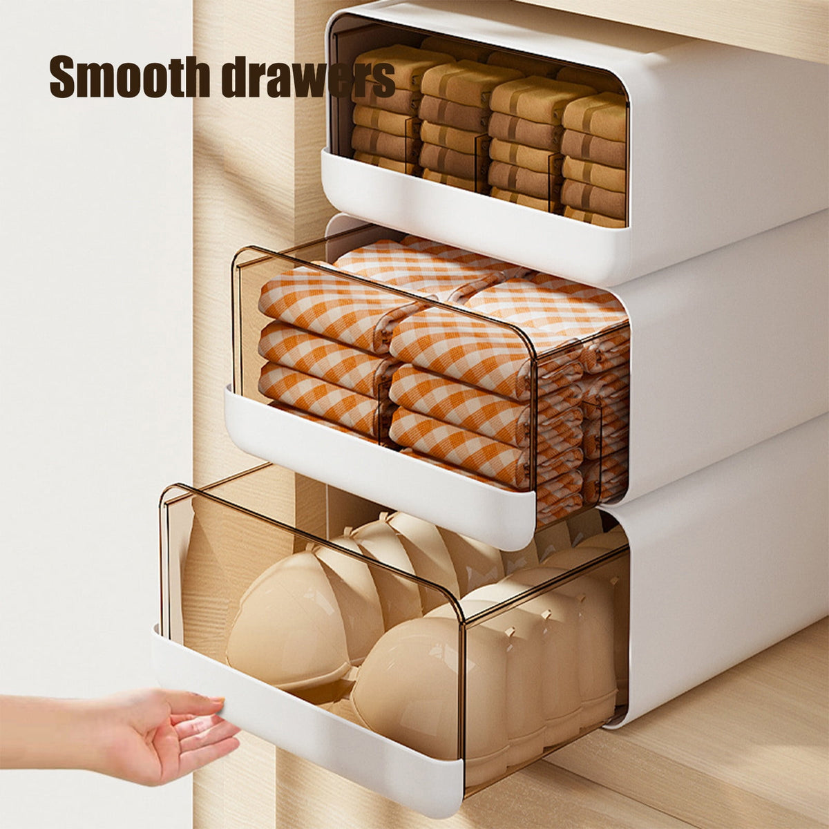 Stackable Storage Bin with Magnetic Front Door, Foldable White Box, 12.36 in - Image 4