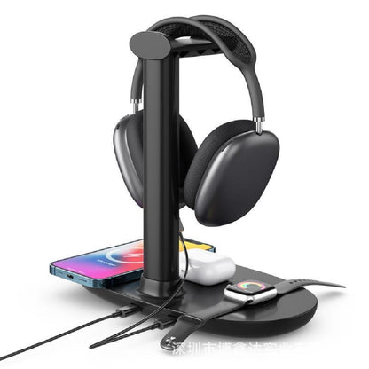 4-in-1 Wireless Charging Stand with Headphone Hanger, Foldable Desk Dock - Image 5