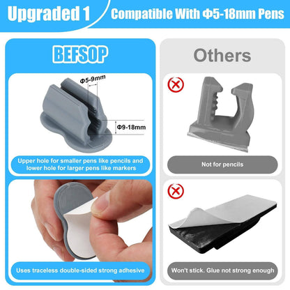 Adhesive Silicone Pen Holders for Desk and Wall, Set of 5, Black - Image 5