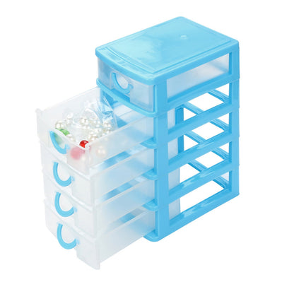 Mini Drawer Organizer with 5 Compartments, Stackable Desktop Storage Case - Image 3